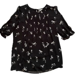 Reitmans Floral Black Blouse